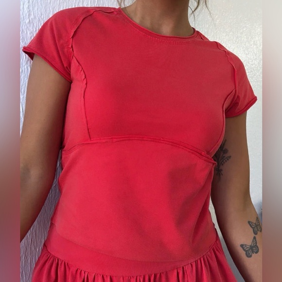 NWT Eesome Relaxed Barrel Pants and Cropped Patch Back Top Set Red - Picture 5 of 7